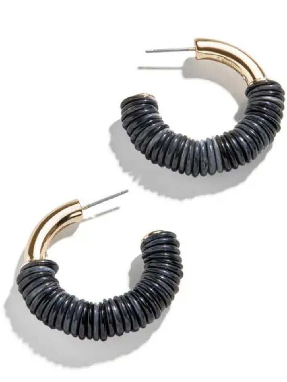 BaubleBar Black and Gold Statement Hoop Earrings